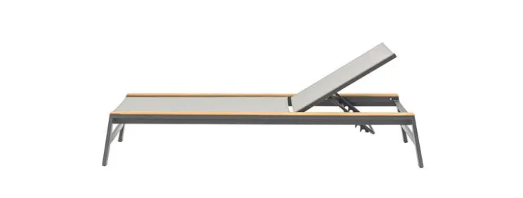 Outlet Bain de soleil Jennifer ajustable avec Polywood - Aluminium - Gris clair textilène Bains De Soleil|Meubles De Jardin