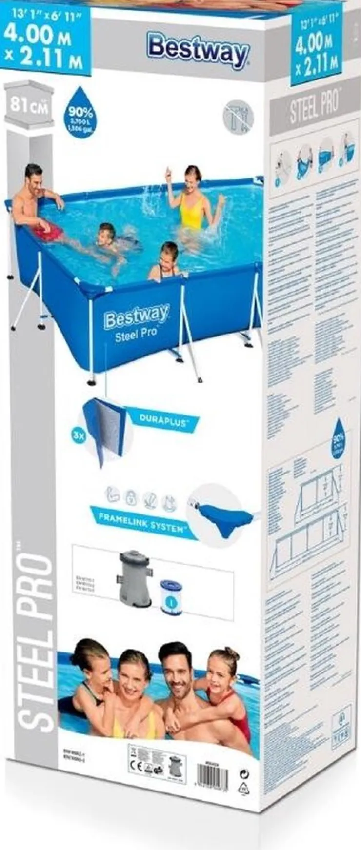 Steel Pro Frame Pool + pompe 400 x 211 x 81cm Piscines Et Accessoires|Piscines Et Accessoires