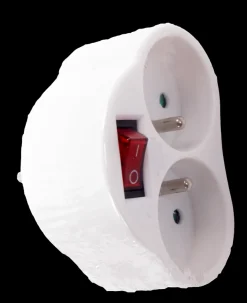 Biplette avec interrupteur blanc 2 x 16 A Rallonges Et Adaptateurs