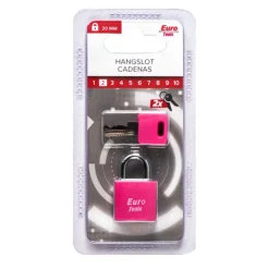 Cadenas alu 20 mm rose + 2 cléss Serrures