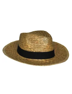 Clearance Chapeau de cow-boy paille avec ceinture noire Chapeaux Et Perruques