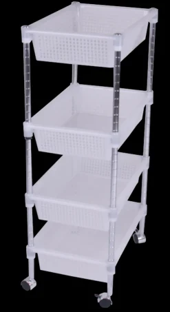 Outlet Chariot avec 4 plateaux blanc 93 cm Chariots De Rangement|Établis Et Systèmes De Rangement