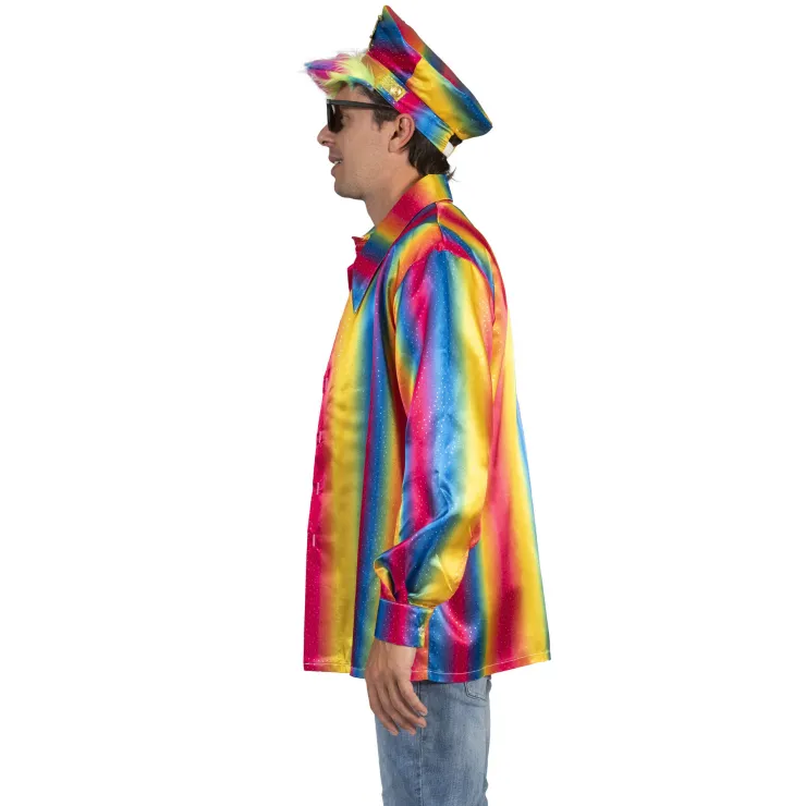 Clearance Chemise disco arc-en-ciel homme - Taille 60/62 Déguisements Adultes