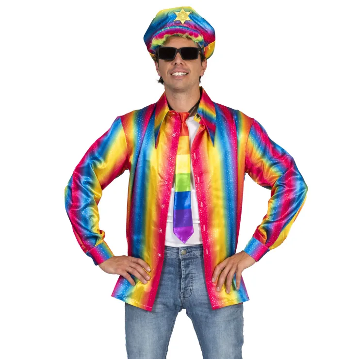 Hot Chemise disco arc-en-ciel homme - Taille 48/50 Déguisements Adultes