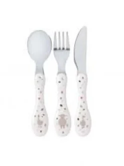 Online Couverts enfants inox (3 pc) - Tiny Farmer Mouton & Oie, Blanc Ustensiles De Repas