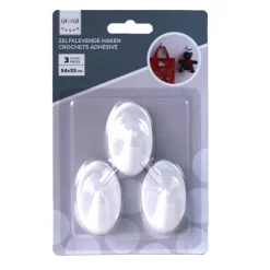 Outlet crochets permanent adhésif 3 pieces oval blanc Accessoires