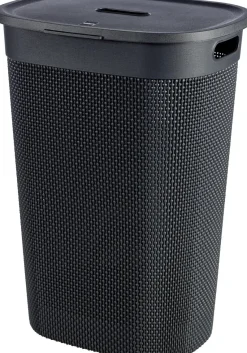 Filo Panier à Linge avec Couvercle Anthracite - 55L Box Et Panier À Linge
