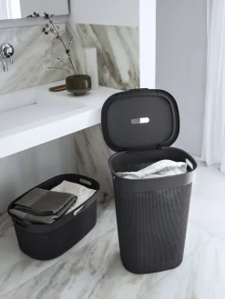 Filo Panier à Linge avec Couvercle Anthracite - 55L Box Et Panier À Linge