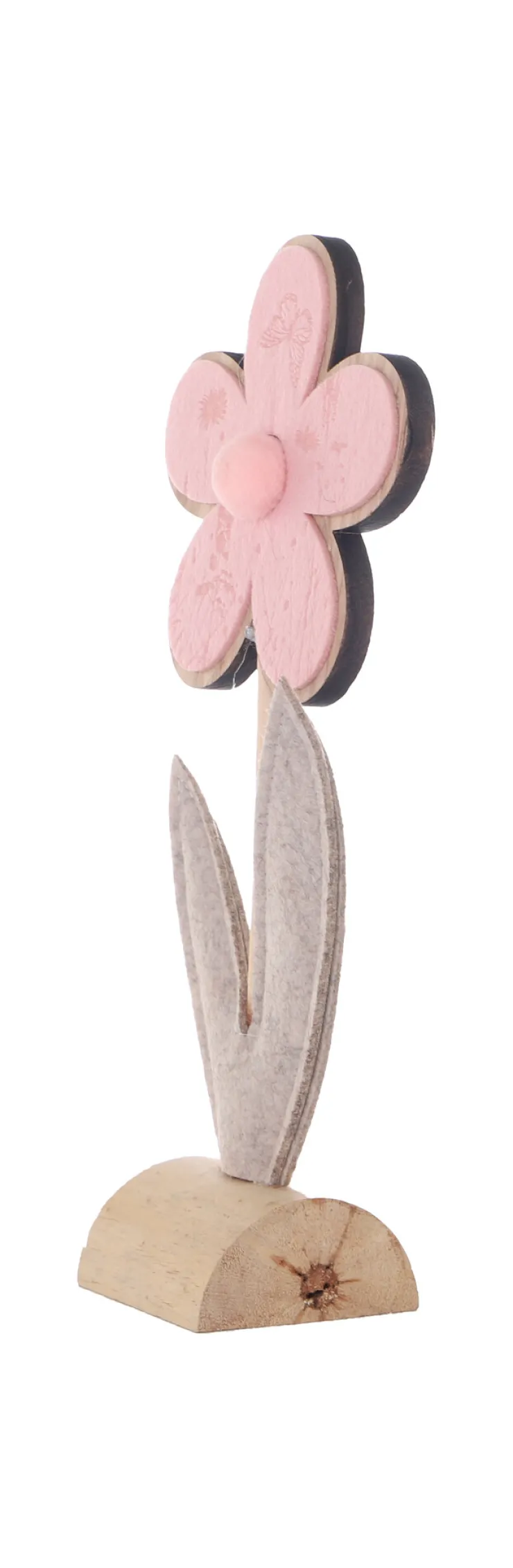 Clearance Décoration fleur en bois avec motif sur pied rose 32,5cm Décoration De Pâques