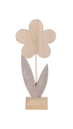 Clearance Décoration fleur en bois avec motif sur pied rose 32,5cm Décoration De Pâques