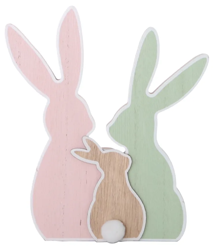 Hot Décoration lapin familial en bois 22cm Décoration De Pâques
