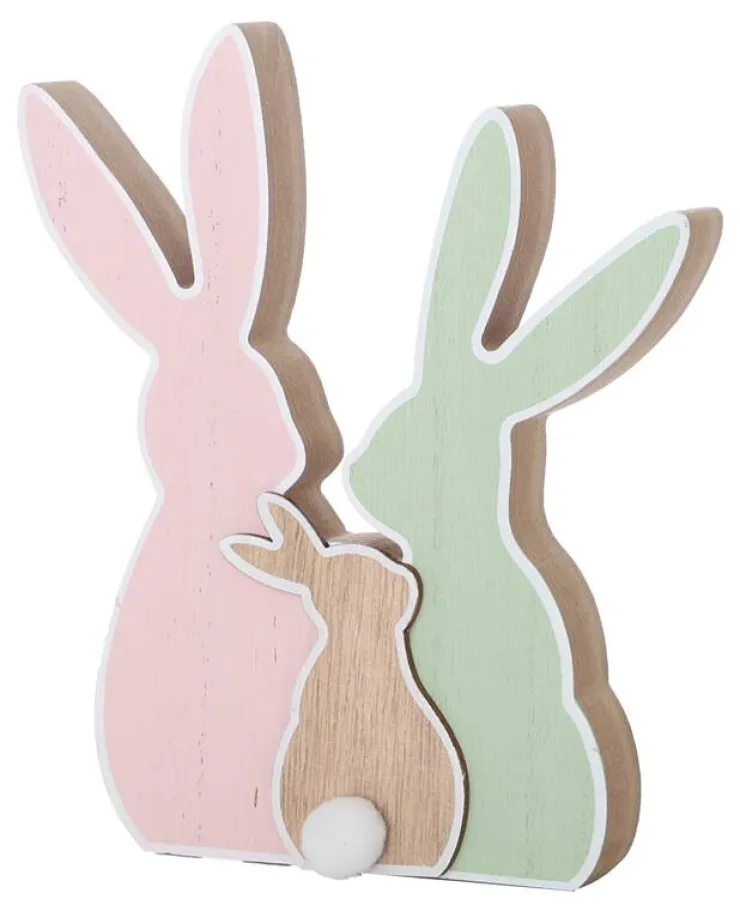 Hot Décoration lapin familial en bois 22cm Décoration De Pâques