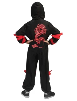 Sale Déguisement enfant Ninja Noir avec Dragon Rouge - Taille 164 Enfant Déguisements Enfants