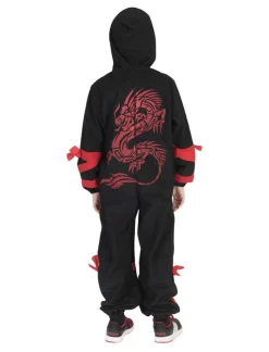 Hot Déguisement enfant Ninja Noir avec Dragon Rouge - Taille 116 Enfant Déguisements Enfants