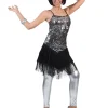 Sale Déguisement Robe Paillettes Argentée avec Franges - Taille 44/46 Déguisements Adultes