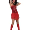 Best Déguisement Robe Paillettes Rouge avec Franges - Taille 40/42 Déguisements Adultes