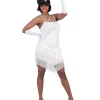 Hot Déguisement Robe Paillettes Blanche avec Franges - Taille 36/38 Déguisements Adultes