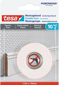 Clearance Double-face de fixation 1,5 m x 19 mm papier peint et plâtre Rubans Adhésif