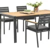 Hot Ensemble table de jardin Jina avec plateau polywood - 6 chaises de jardin - Aluminium - Noir Bains De Soleil|Meubles De Jardin