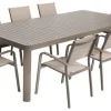 Sale Ensemble table de jardin Capri avec table réglable - 8 chaises de jardin - Aluminium - Beige Ensembles De Jardin|Meubles De Jardin