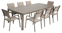 Sale Ensemble table de jardin Capri avec table réglable - 8 chaises de jardin - Aluminium - Beige Ensembles De Jardin|Meubles De Jardin