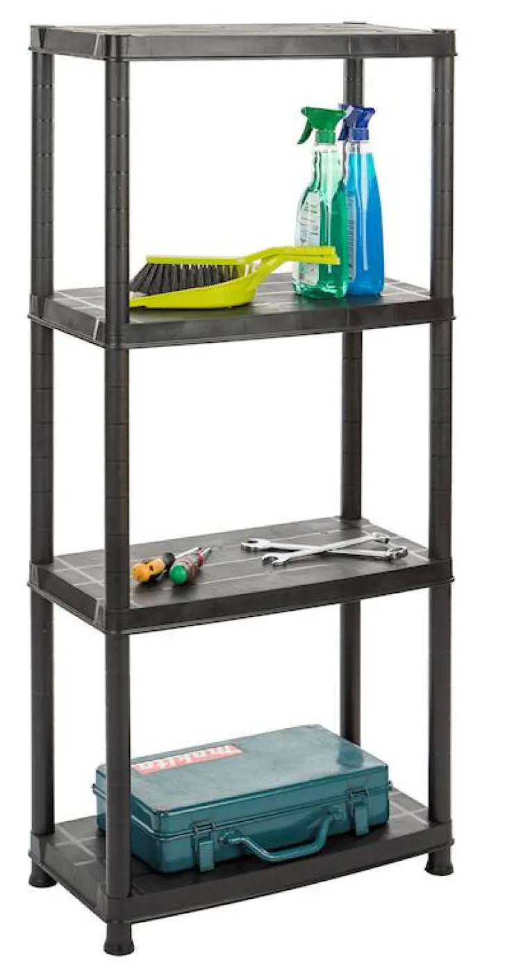 Discount Etagère plastique noir 130x60x30 cm Établis Et Systèmes De Rangement
