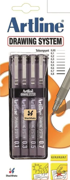 Discount Feutre technique etui avec 0,1 - 0,3 - 0,5 - 0,7 mm noir Marqueurs|Stylos Et Stylos À Bille