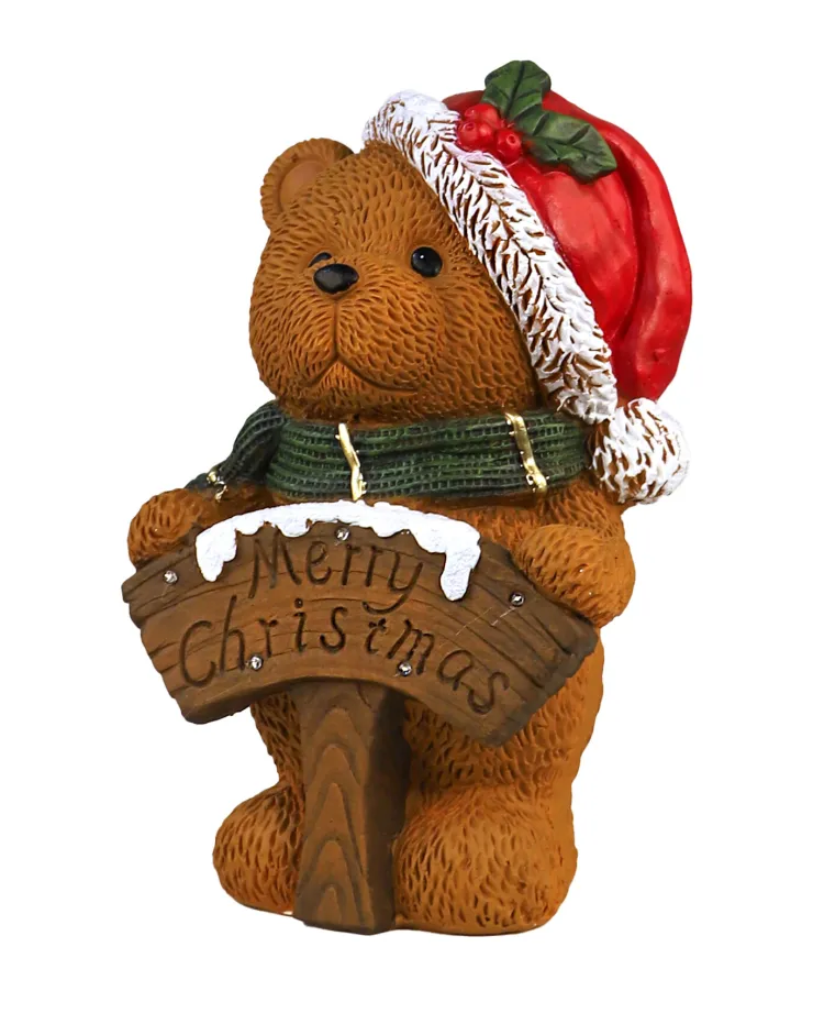 Hot Figurine ours Merry Christmas avec lumière LED 38cm Statues, Figurines Et Maisons