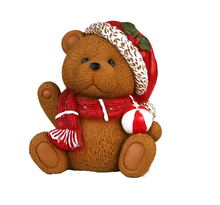 Clearance Figurine ours Noël avec boule et lumière LED 29cm Statues, Figurines Et Maisons