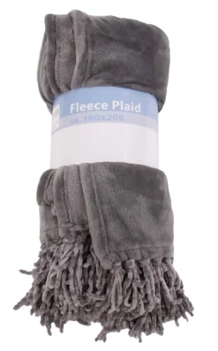 Fleece plaid gris 160x200 cm Plaids Et Couvre-lits|Coussins Et Plaids
