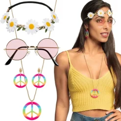 Clearance Hippie Set Flower Power - bandeau + lunettes + pendants d'oreille + collier Accessoires