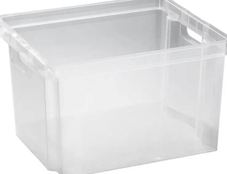 Discount Crownest Boîte de Rangement Transparent - 42,6x36,1x26cm - 30L Box Et Panier À Linge