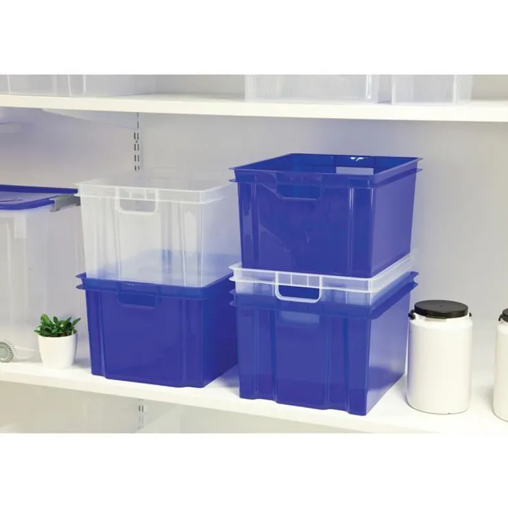 Discount Crownest Boîte de Rangement Transparent - 42,6x36,1x26cm - 30L Box Et Panier À Linge