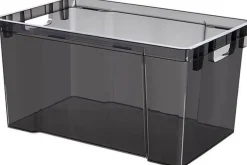 Discount Crownest Boîte de Rangement Gris Fumé - 58,7x39x30cm - 50L Box Et Panier À Linge