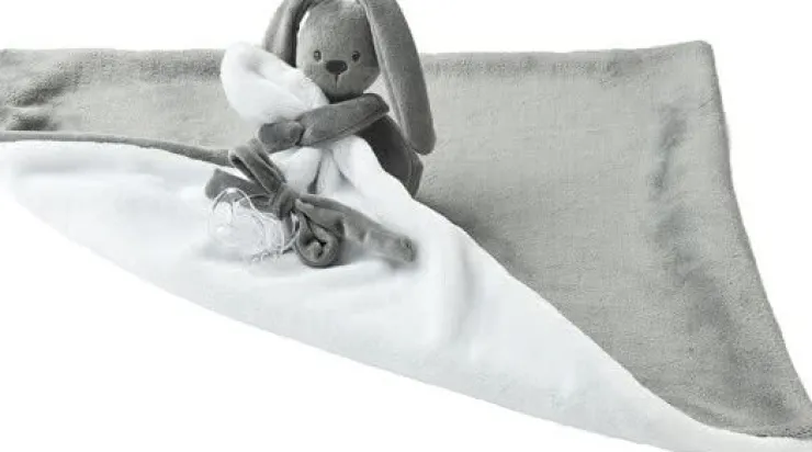 Clearance Lapidou Doudou couverture anthracite - blanc Linge De Lit|Peluches Et Câlins