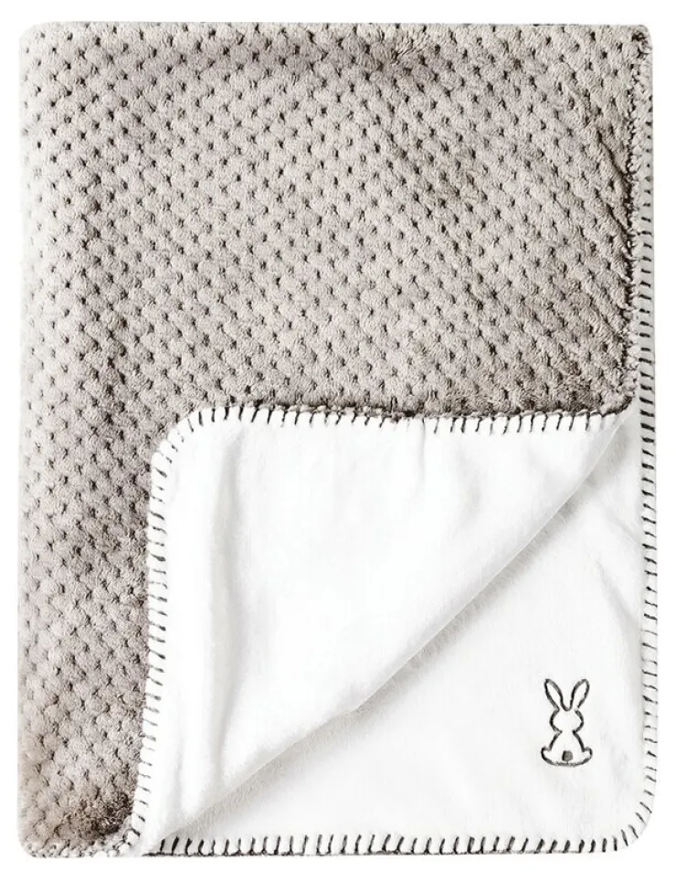 Outlet Lapidou Plaid Rose Gris/Blanc 75x100 cm Linge De Lit
