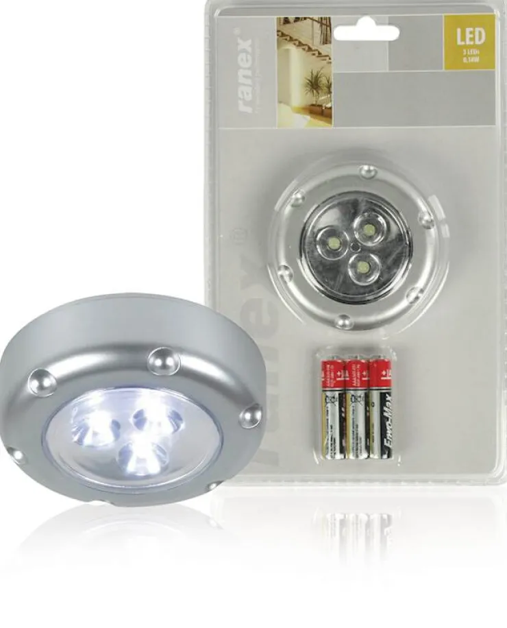 Hot LED lampe avec bouton poussoir - argent Veilleuses