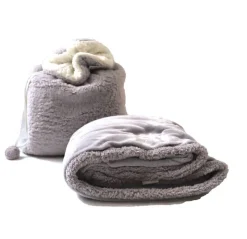 Sale Luxe plaid Sherpa gris 130x160 cm Plaids Et Couvre-lits|Coussins Et Plaids