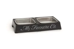 Online Mangeoire double 'My favourite cat' gris 24 x 12 x 4 cm Gamelles