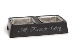 New Mangeoire double 'My favourite dog' gris 30 x 16 x 6 cm Gamelles