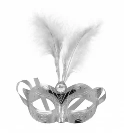 Sale Masque Vénitien Argent Avec Plumes Accessoires