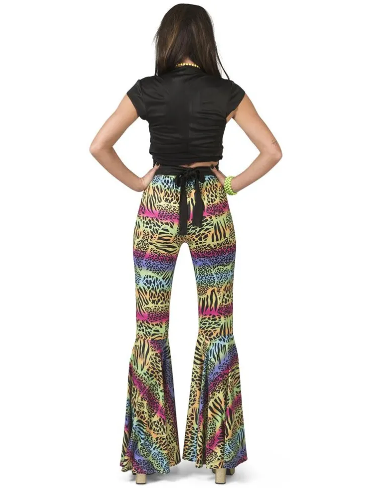 New Pantalon Hippie à imprimé animalier Femmes - Taille 36/38 Déguisements Adultes