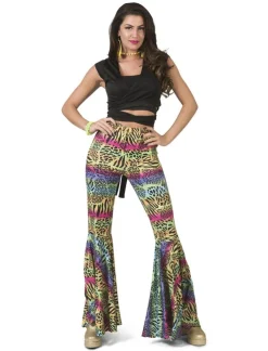 Pantalon Hippie à imprimé animalier Femmes - Taille 44/46 Déguisements Adultes