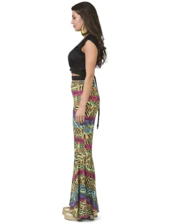 Pantalon Hippie à imprimé animalier Femmes - Taille 44/46 Déguisements Adultes