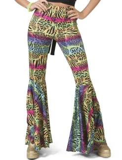 Pantalon Hippie à imprimé animalier Femmes - Taille 44/46 Déguisements Adultes
