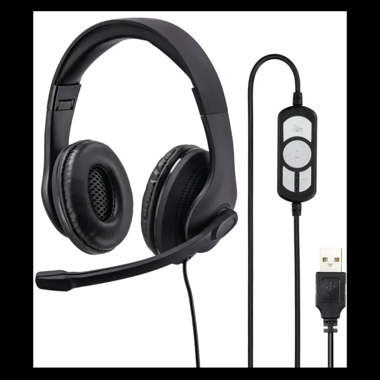 New PC-Office-casque "HS-USB300" stéréo - noir Audio