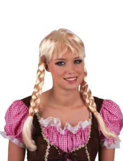 New Perruque Blonde Heidi avec tresses Chapeaux Et Perruques