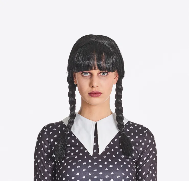 Sale Perruque Noir Mercredi Avec Tresses Femme Chapeaux Et Perruques