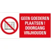 Clearance Pictogramme geen goederen plaatsen 15 x 30 cm Signalisation