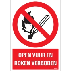 Sale Pictogramme open vuur en roken verboden 23 x 33 cm Signalisation